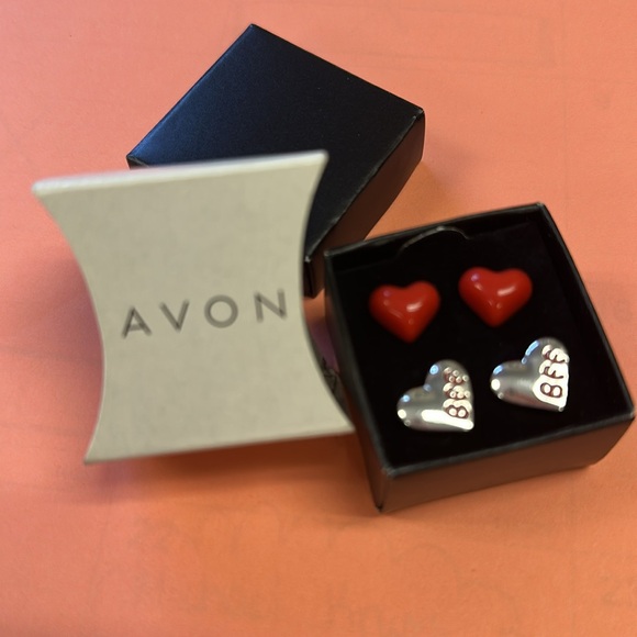 Heart-Shaped Red and Silver Earrings - Picture 2 of 2